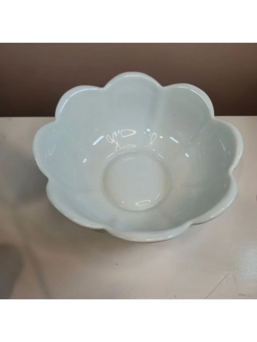Vintage New England Pottery Floral Planter Bowl Scalloped colorful Wildflowers